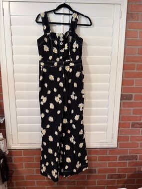 Maeve new without tags  Black Daisy Print Wide-Leg Jumpsuit